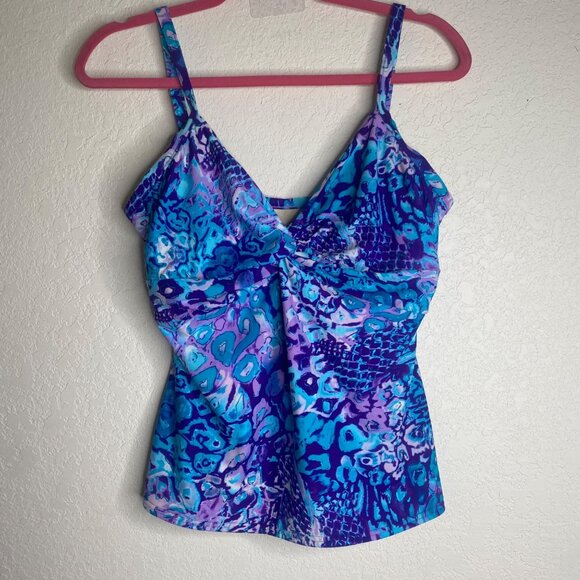 Miraclesuit Tankini Swim Top Womens Size M Underwire‎ Bra Resort Beach - Picture 1 of 12